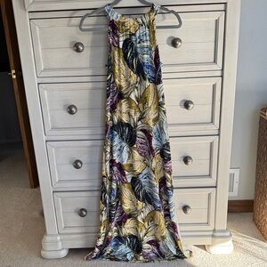 Anne Klein Multicolor Leaf Print Maxi Dress